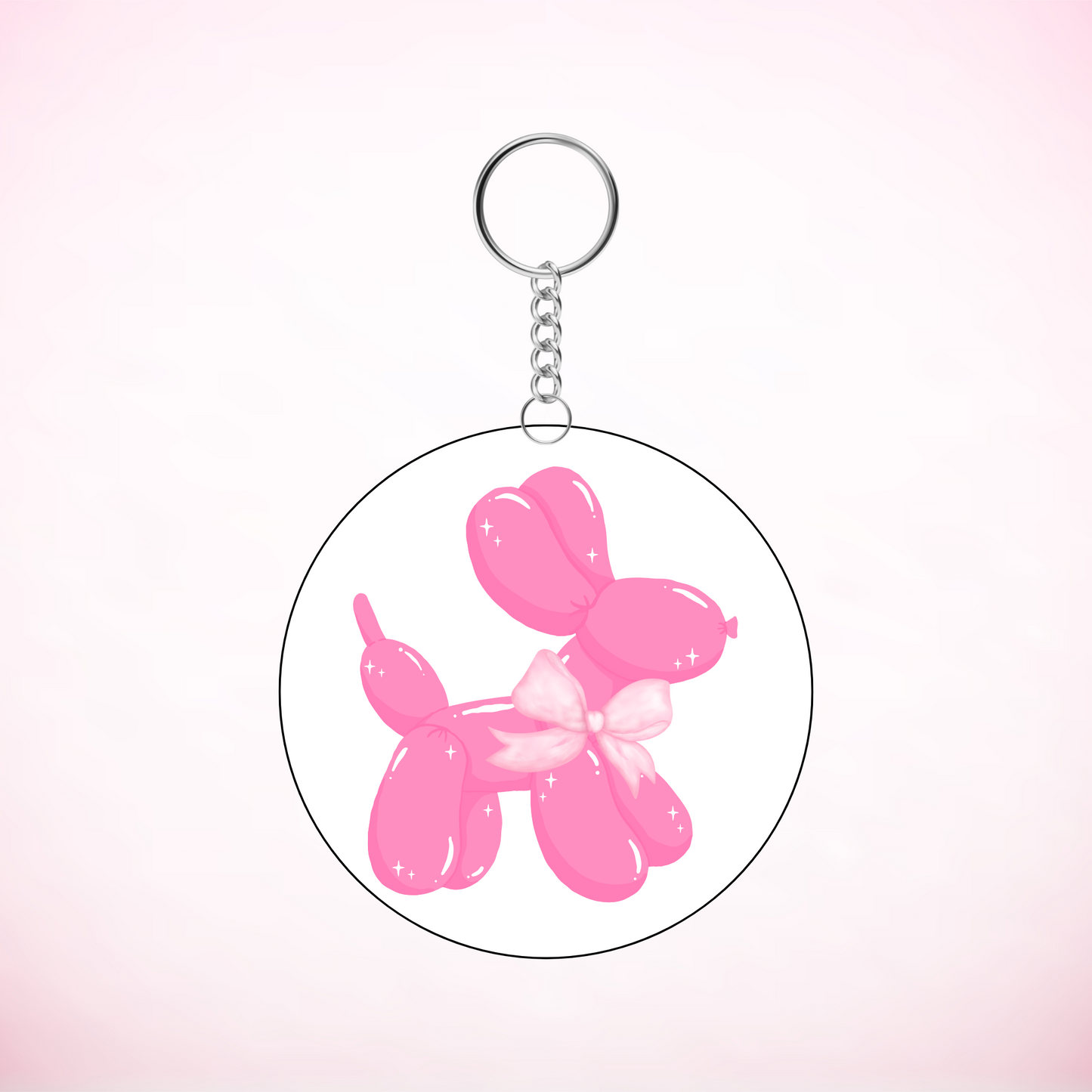 Coquette Ballon Dog Round Keychain UVDTF Decal