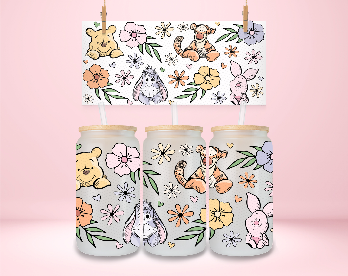 Pooh & Friends Floral UVDTF Wrap