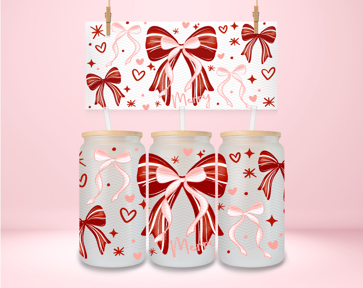 Merry Bow Pink and Red UVDTF Wrap