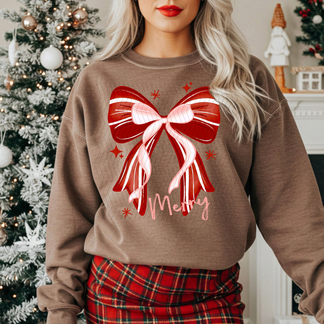 Merry Bow Pink and Red DTF