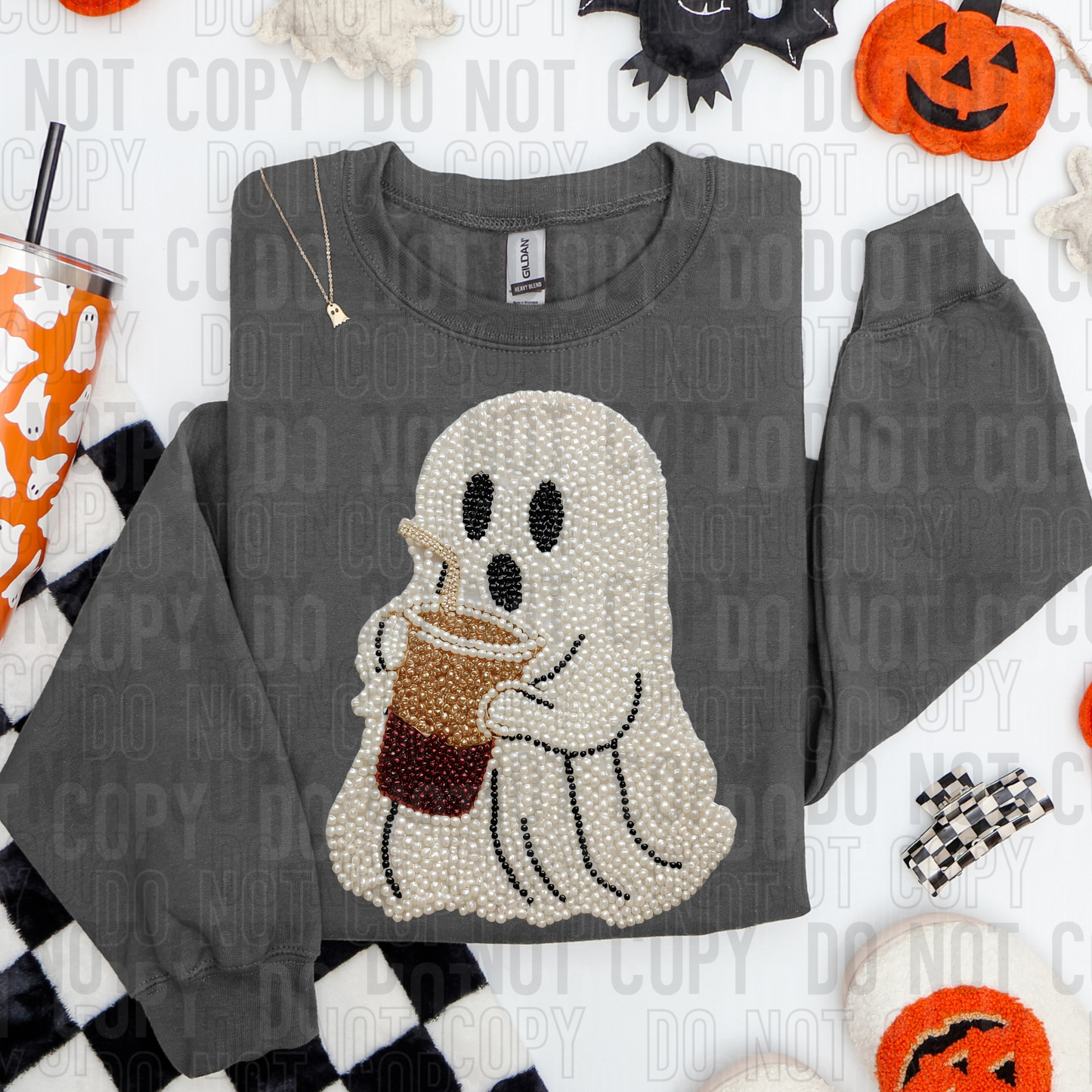 Coffee Ghost Faux Pearls DTF