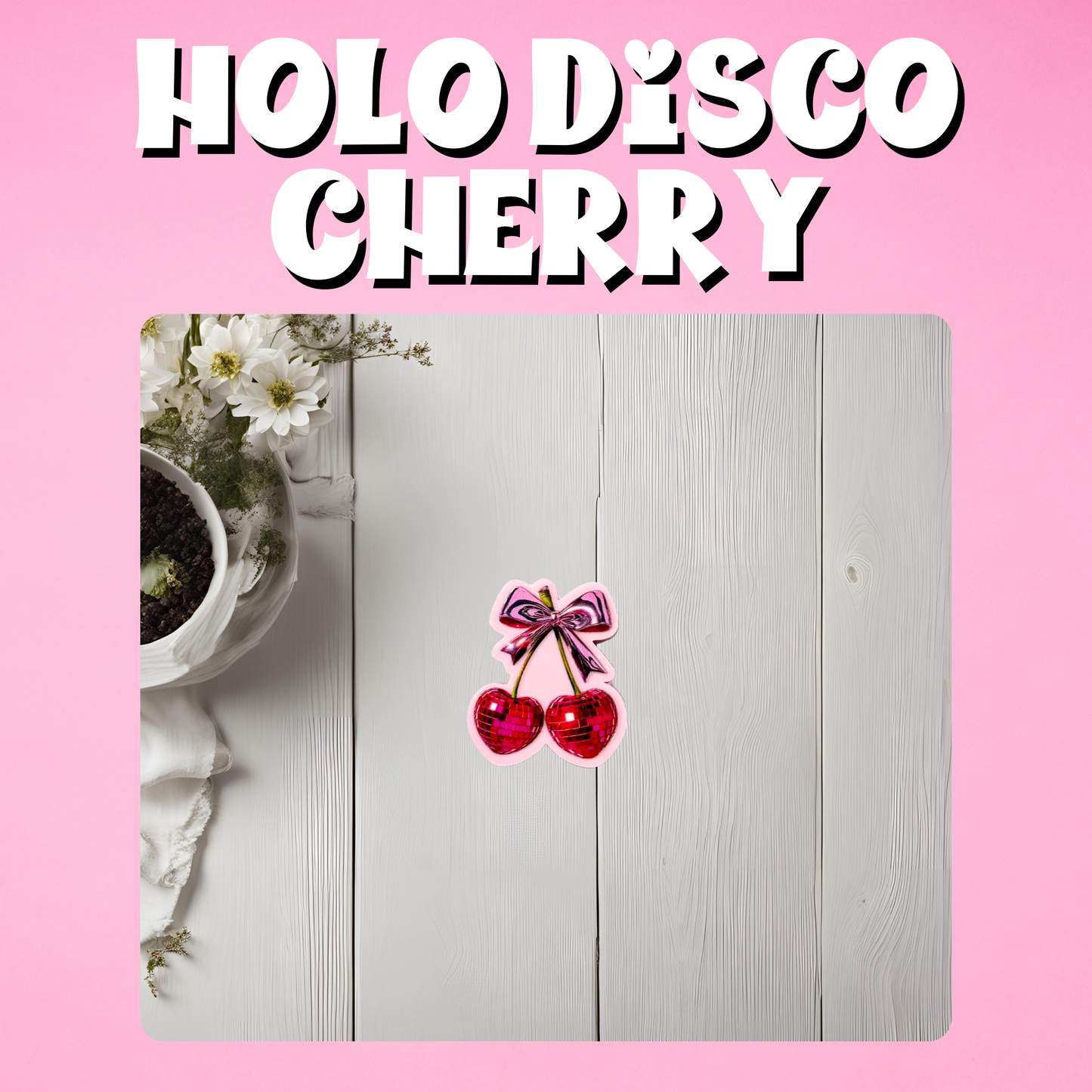 Holo Disco Cherry 3D Straw Topper