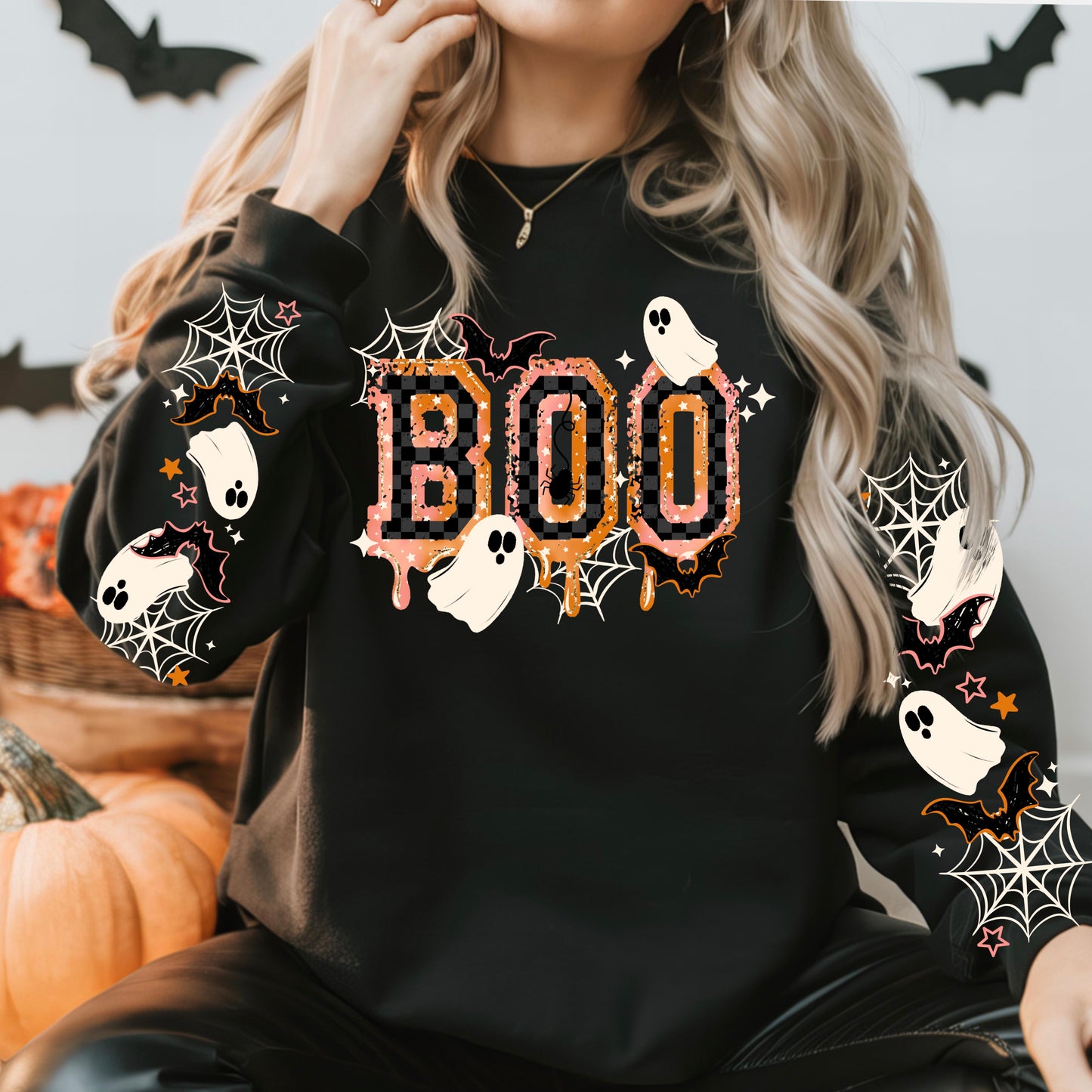 Boo Varsity W/ Sleeves DTF