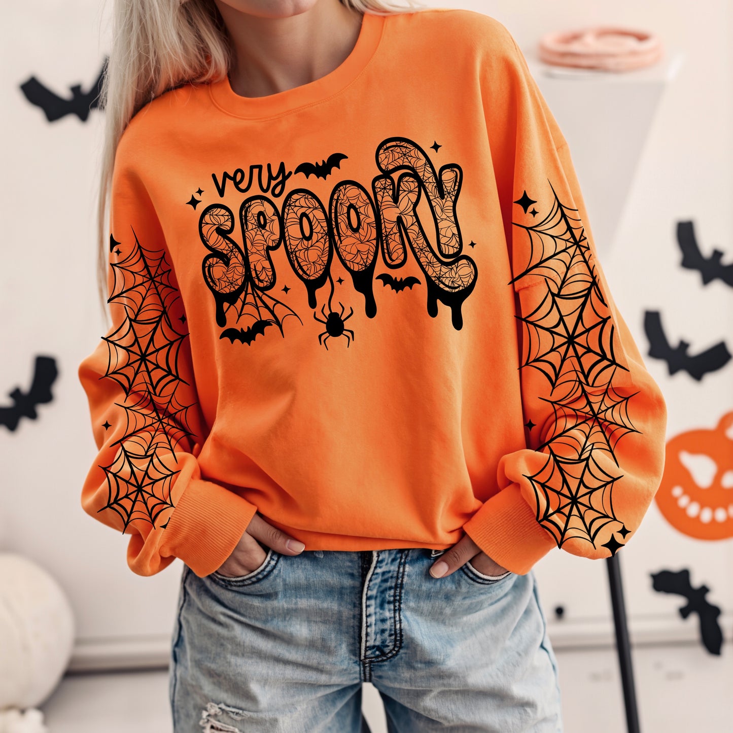 Very Spooky Black Web Sleeves W/ Sleeves DTF