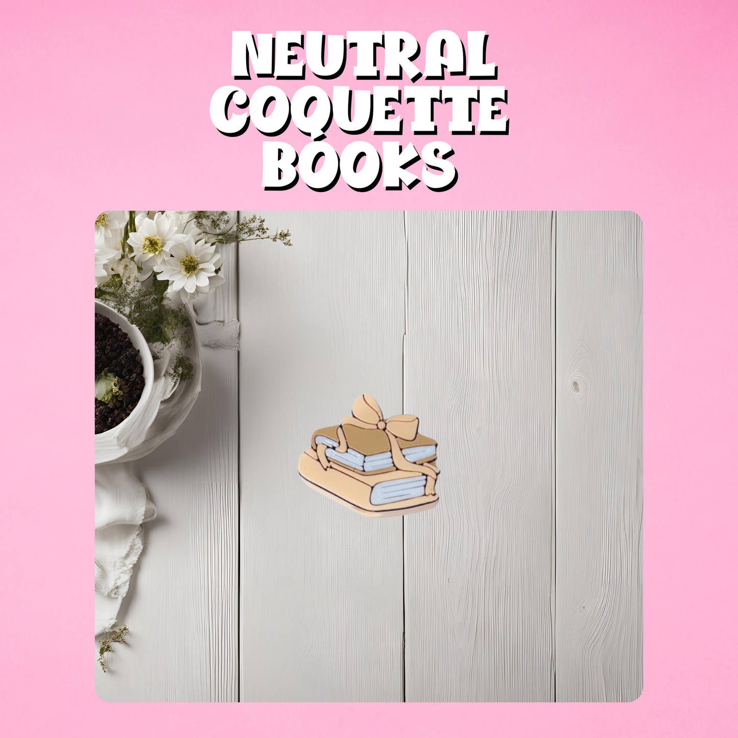 Neutral Coquette Books Straw Topper