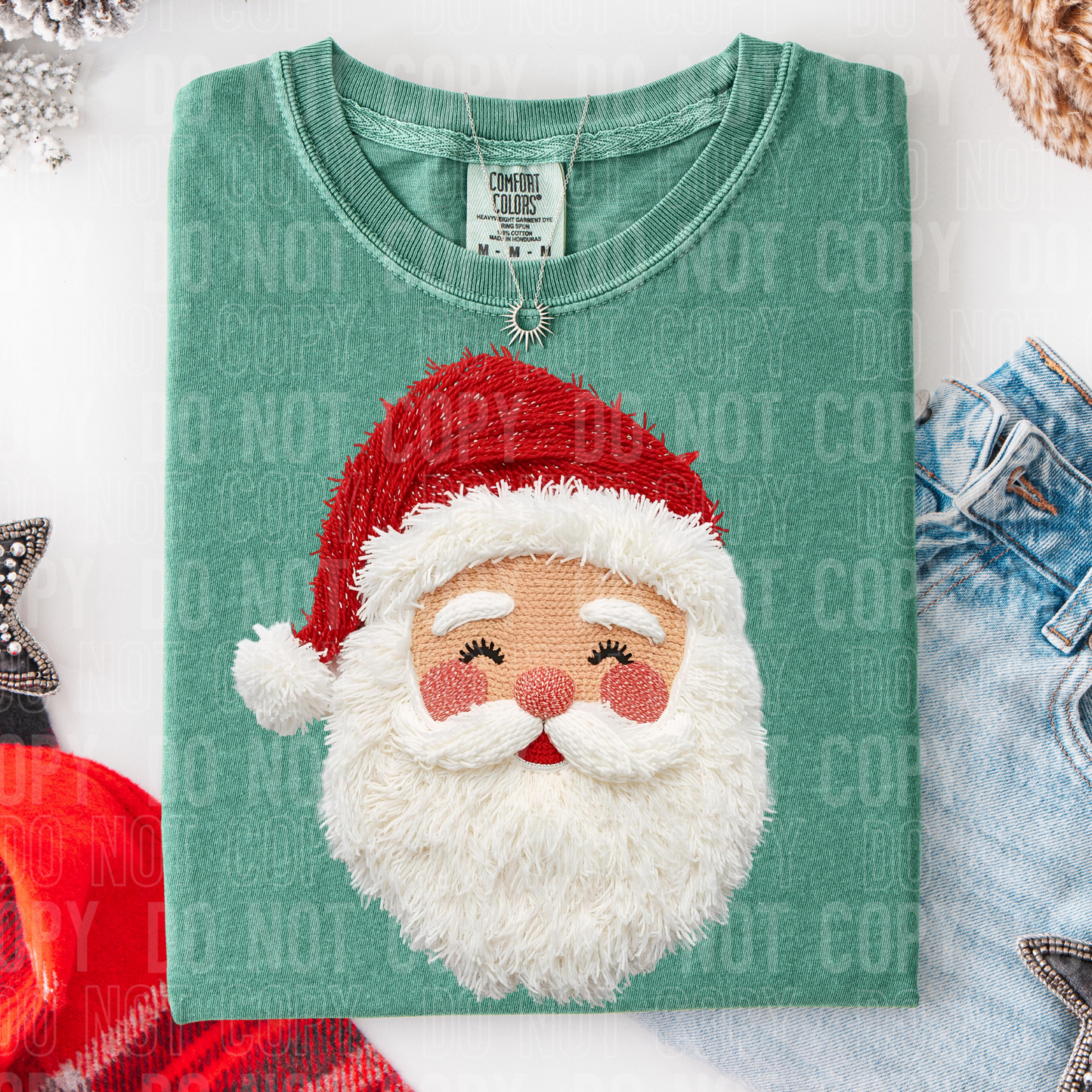 Santa Face Faux Yarn 3 DTF