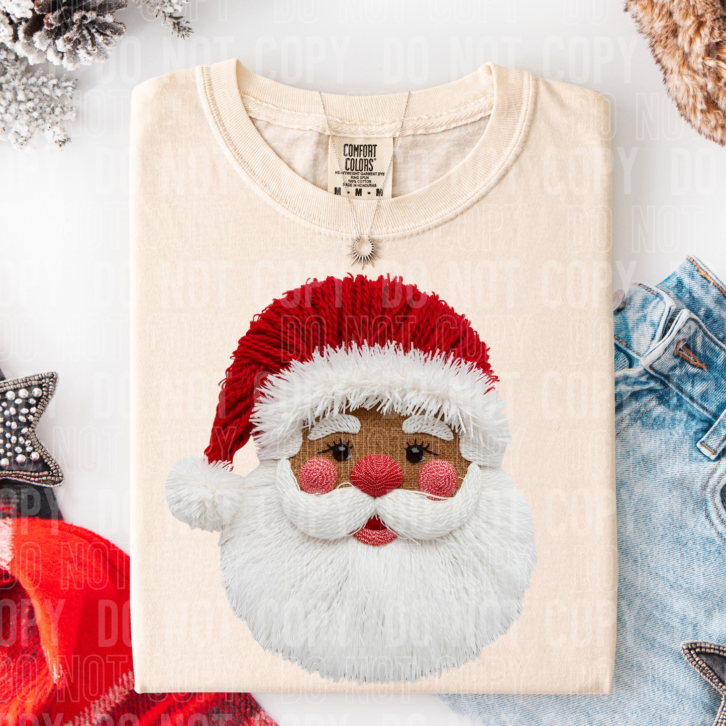 Santa Face Faux Yarn 1 DTF