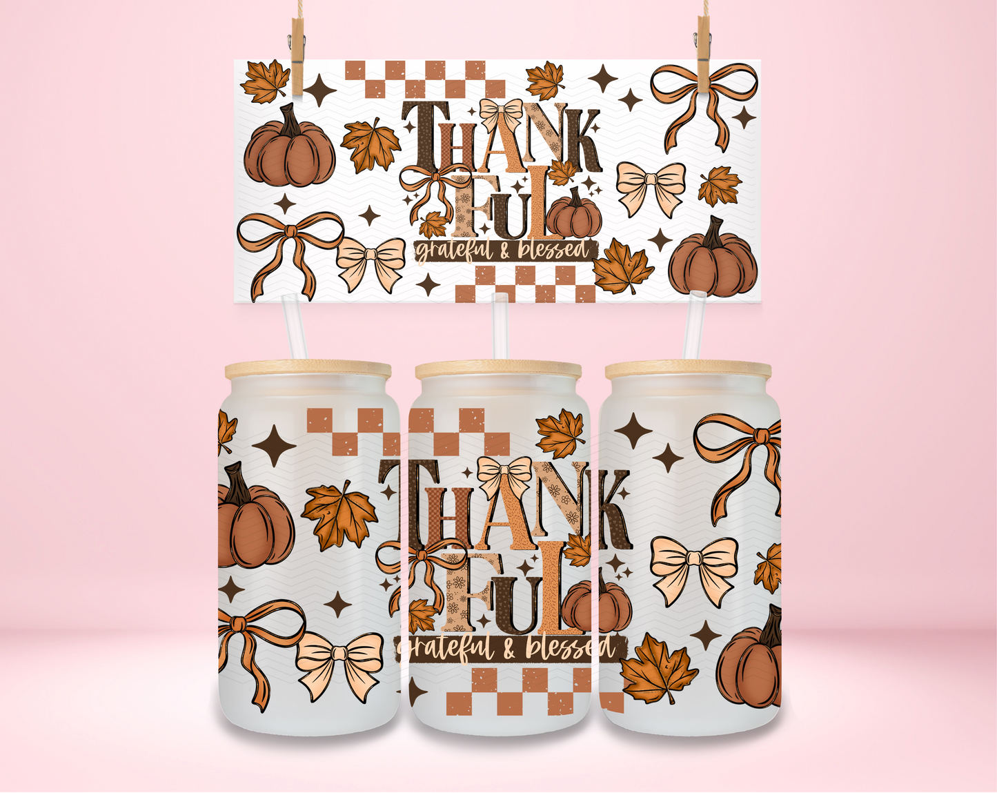 Thankful Grateful & Blessed UVDTF Wrap