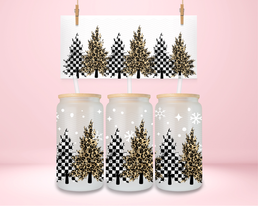 Plaid and Leopard Christmas Tree UVDTF Wrap