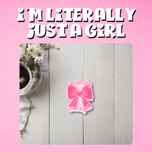I'm literally Just A Girl 3D Characters Straw Topper