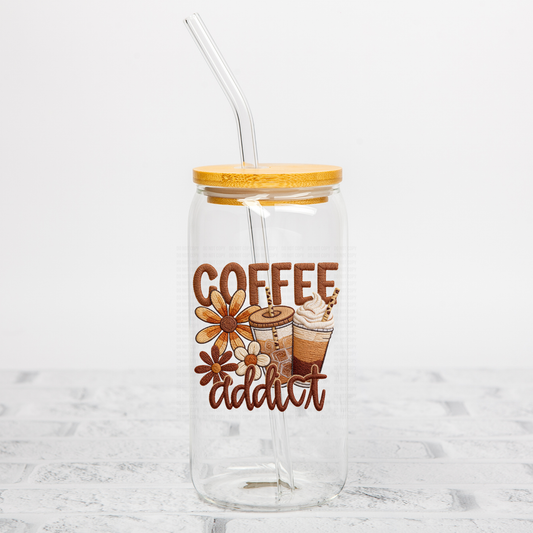Faux Yarn Coffee Addict UVDTF Decal