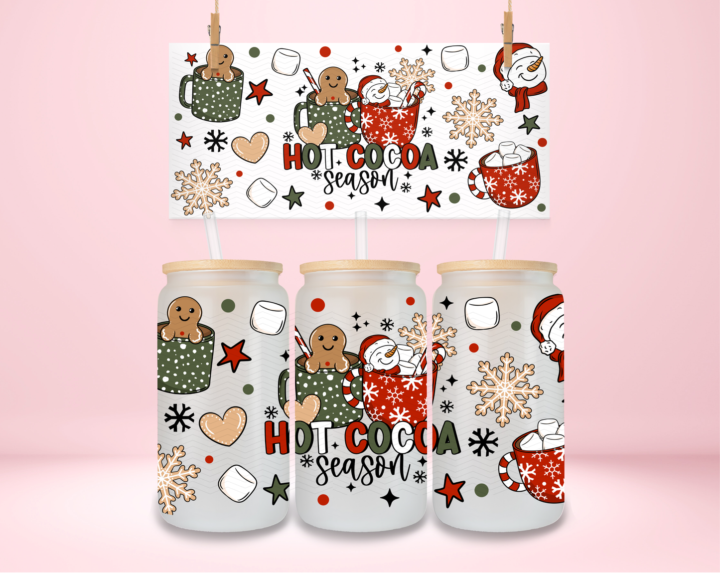 Hot Cocoa Season Red and Green UVDTF Wrap