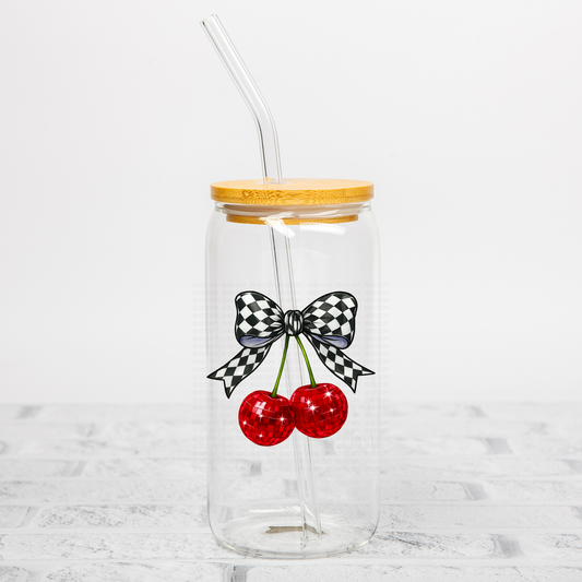 Checkered Cherries UVDTF Decal