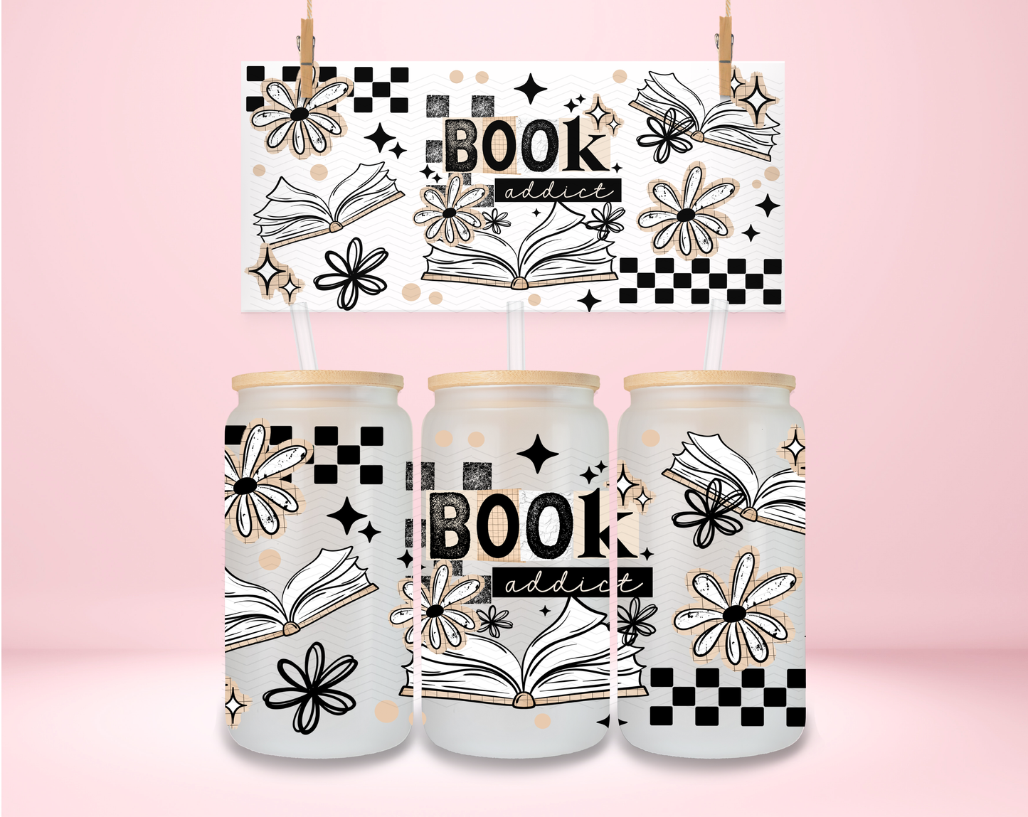 Bood Addict Tan and Checkered UVDTF Wrap
