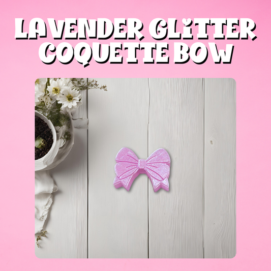 Lavender Glitter Coquette Bow 3D Straw Topper