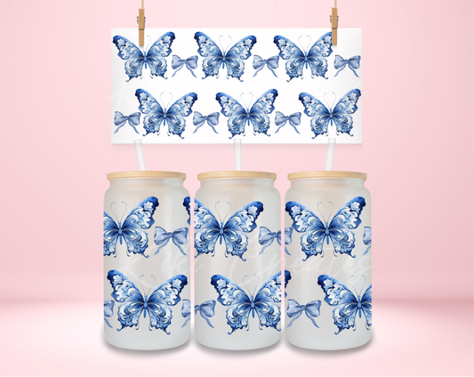 Blue Floral Butterfly UVDTF Wrap