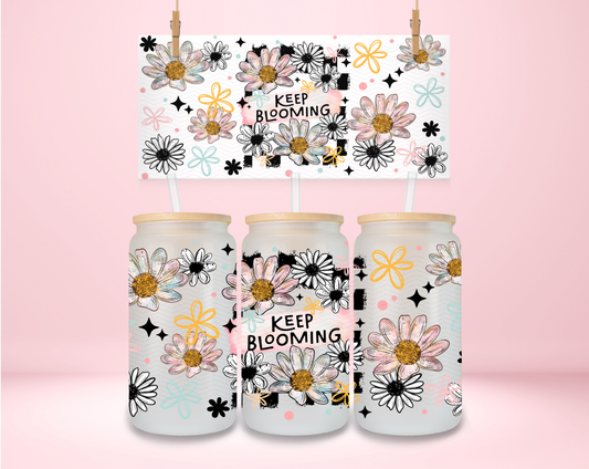 Keep Blooming Checker Floral UVDTF Wrap