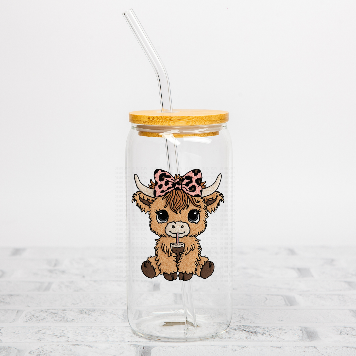 Faux Yarn Coffee Cow UVDTF Decal