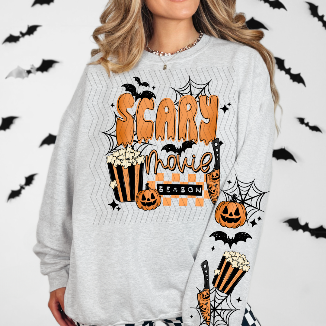 Scary Movie Season Black and Orange W/ Sleeves DTF