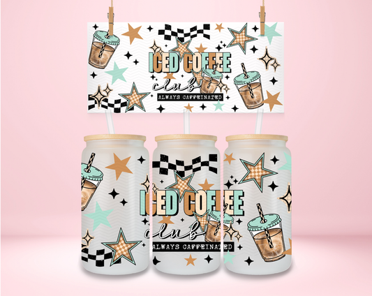 Teal and Orange Iced Coffee Club UVDTF Wrap