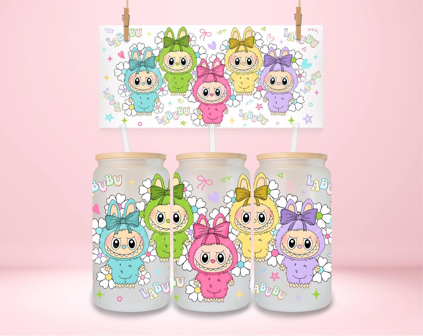 Labubu Floral Coquette UVDTF Wrap