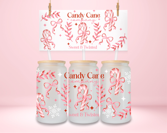 Pink Candy Cane Company Double Sided UVDTF Wrap