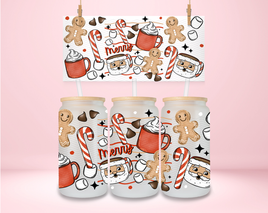 Merry Christmas Mugs Light Skin Tone Santa UVDTF Wrap