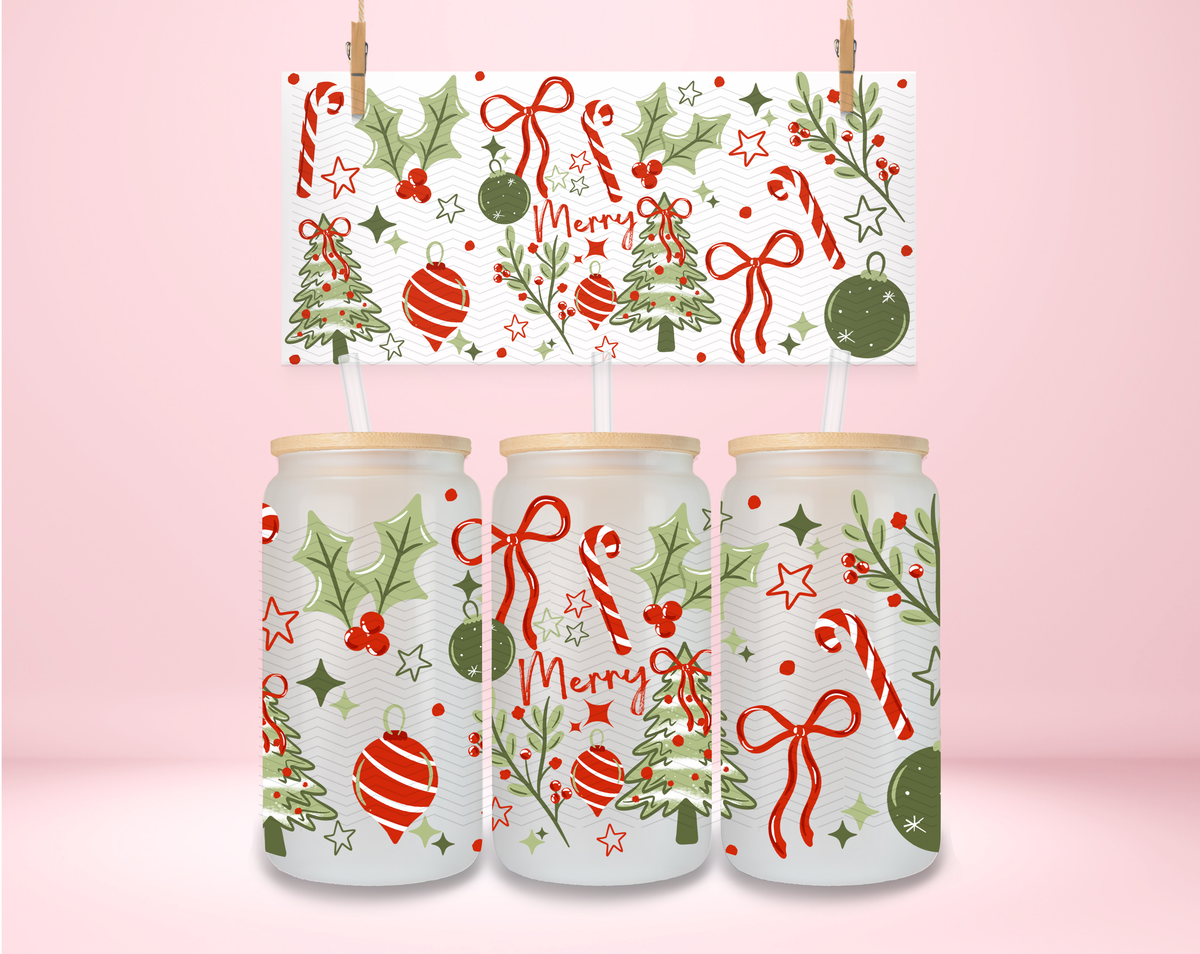 Merry Holly and Tree UVDTF Wrap