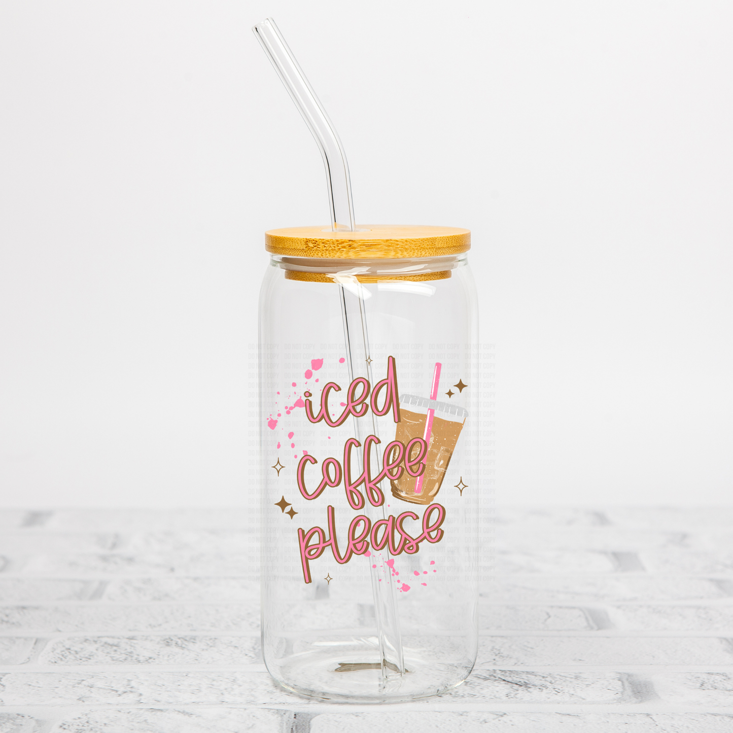 Iced Coffee Pink and Brown UVDTF Decal