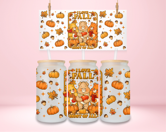 I Love Fall Bears UVDTF Wrap