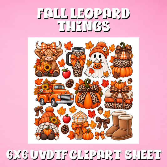 Fall Leopard Things UVDTF Clipart Sheet