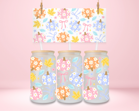 Colorful Floral Pumpkins UVDTF Wrap