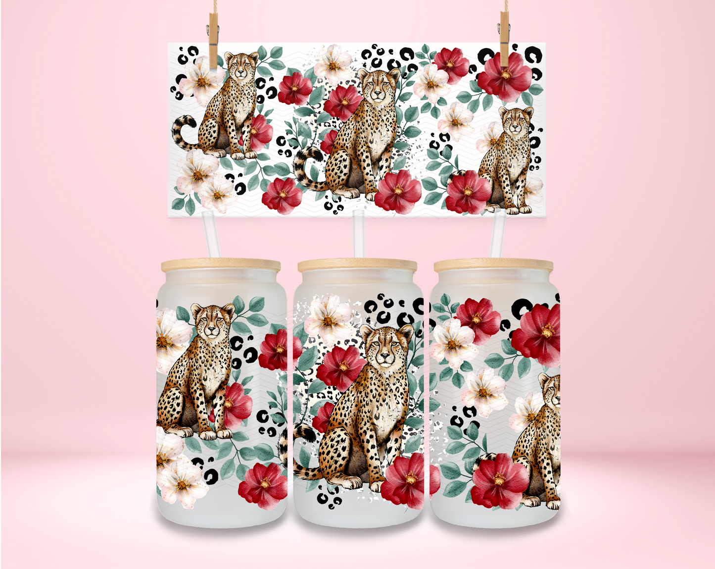 Cheetah Floral UVDTF Wrap