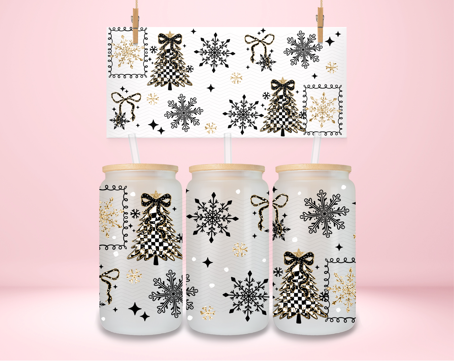 Checkered Christmas Trees UVDTF Wrap