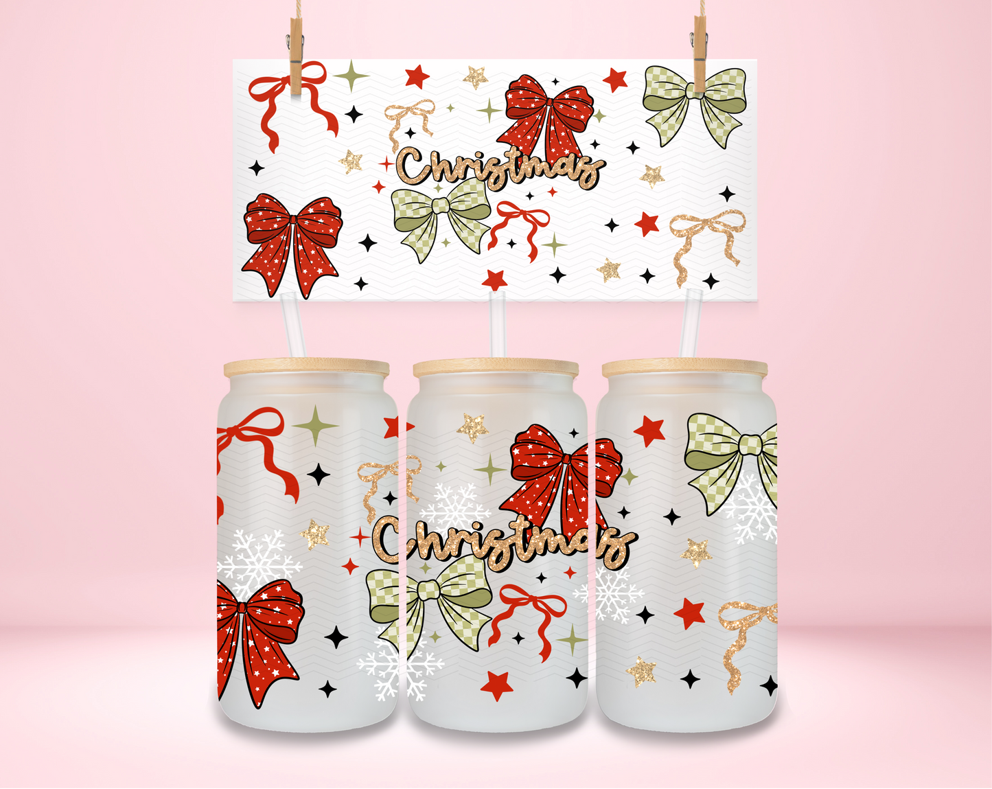 Christmas Coquette Bows UVDTF Wrap