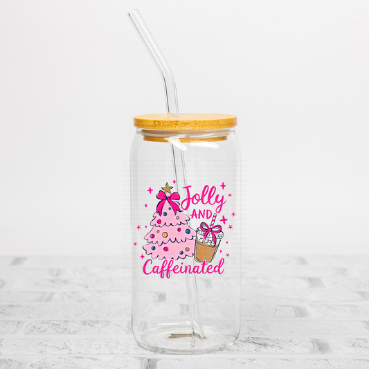 Jolly and Caffeinated- Pink UVDTF Decal