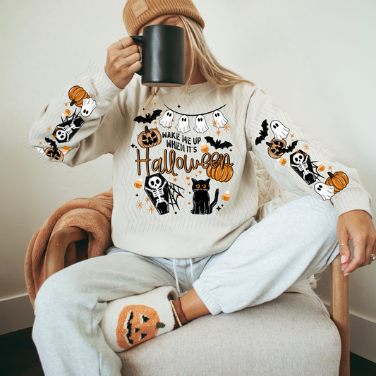 Wake Me Up When It's Halloween W/ Sleeves DTF