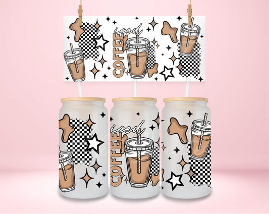 Iced Coffee Checkered UVDTF Wrap