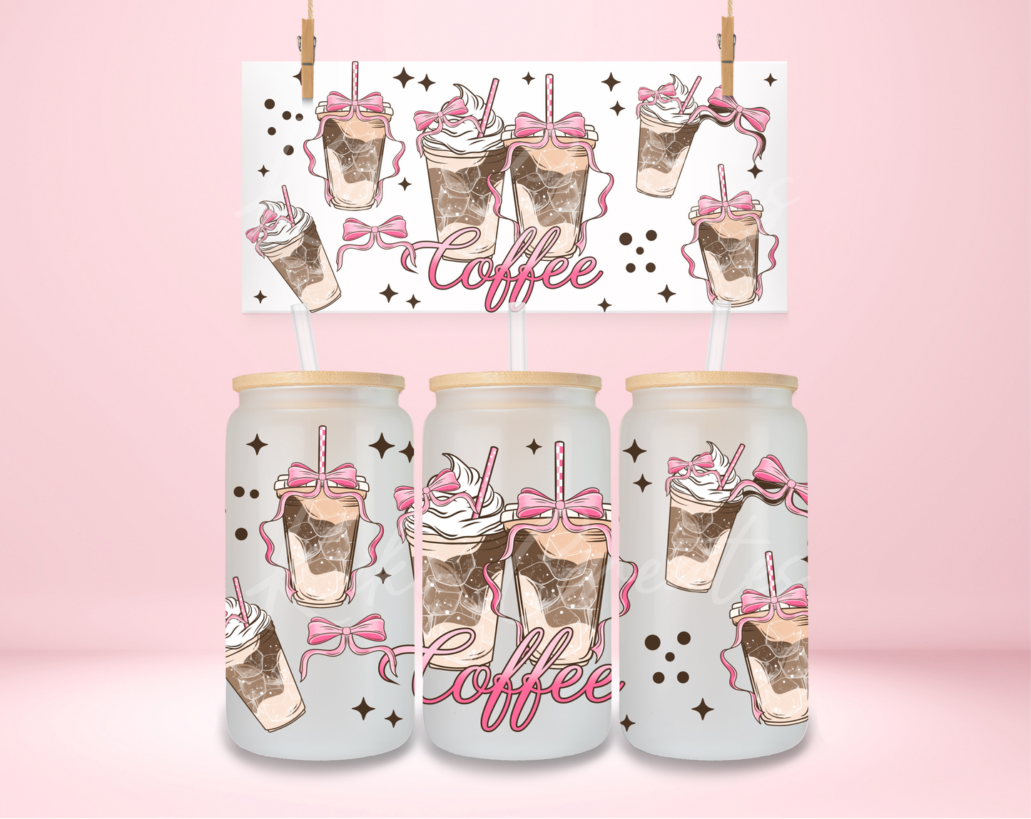 Pink Iced Coffee Coquette UVDTF Wrap