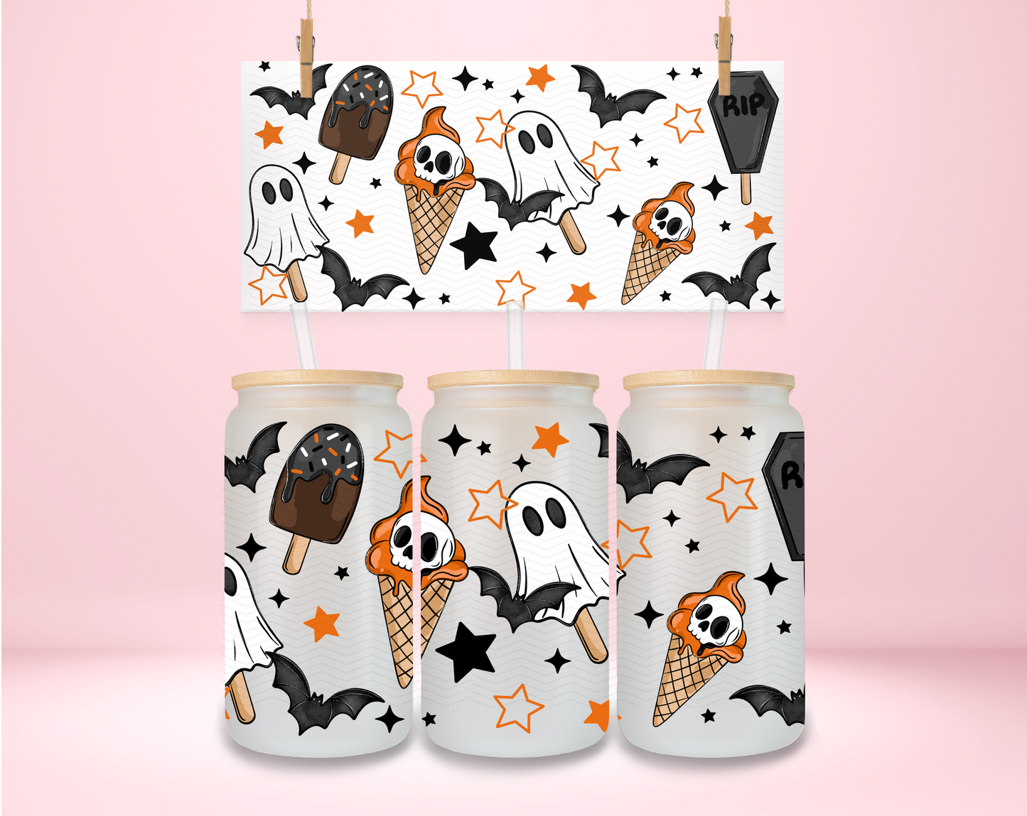 Spooky Ice Cream Ghosties UVDTF Wrap