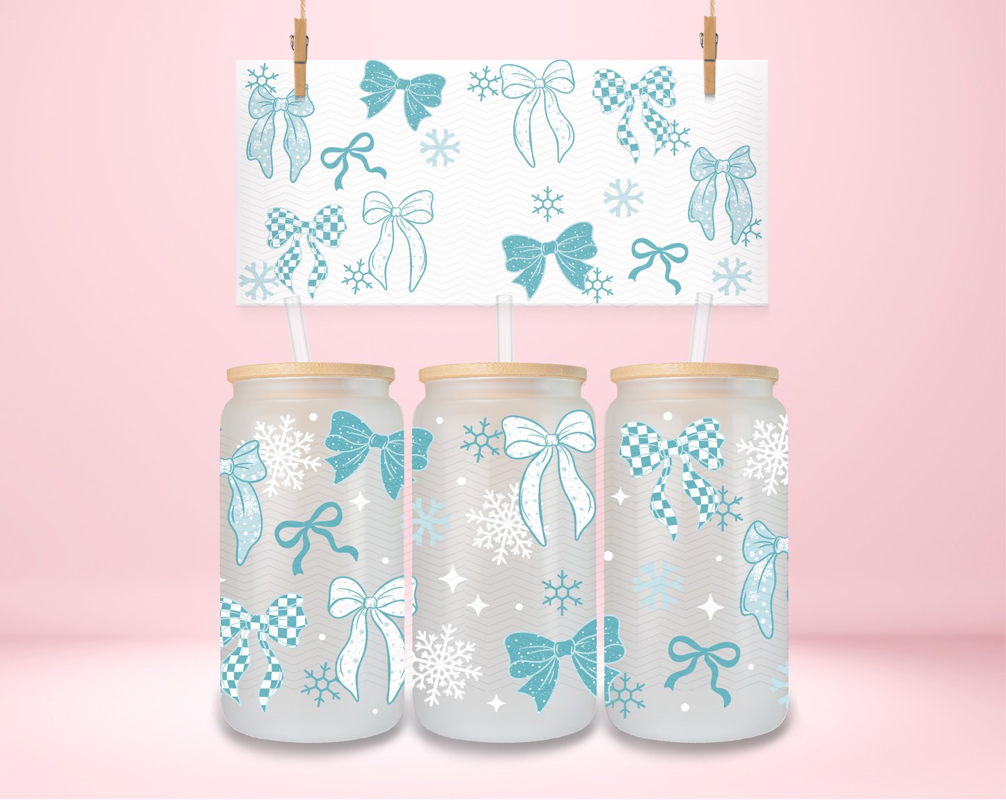 Blue Coquette and Snowflakes UVDTF Wrap