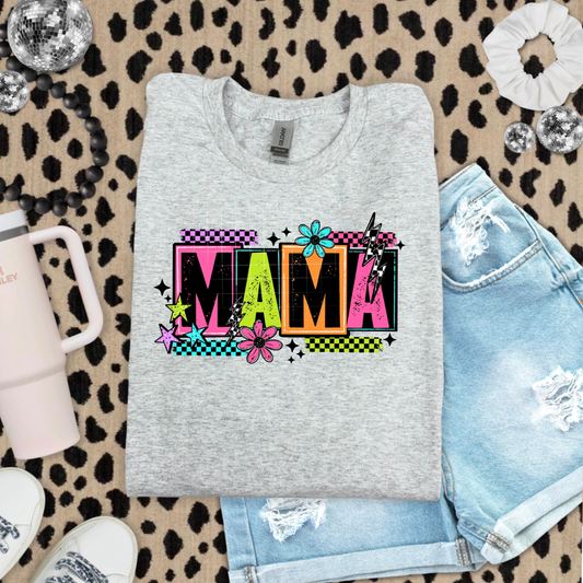 Mama Neon Checkered DTF