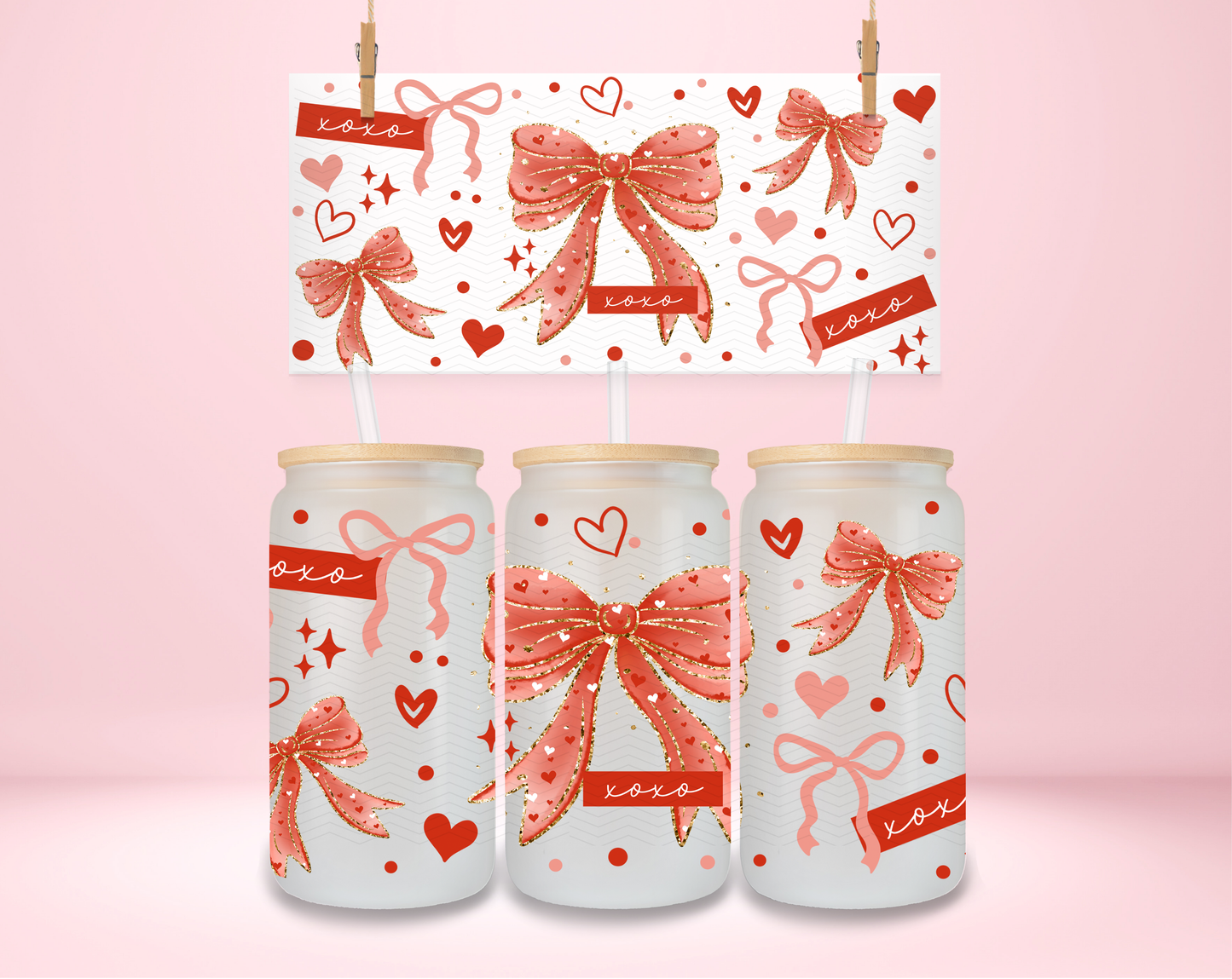 Xoxo Red Bows UVDTF Wrap