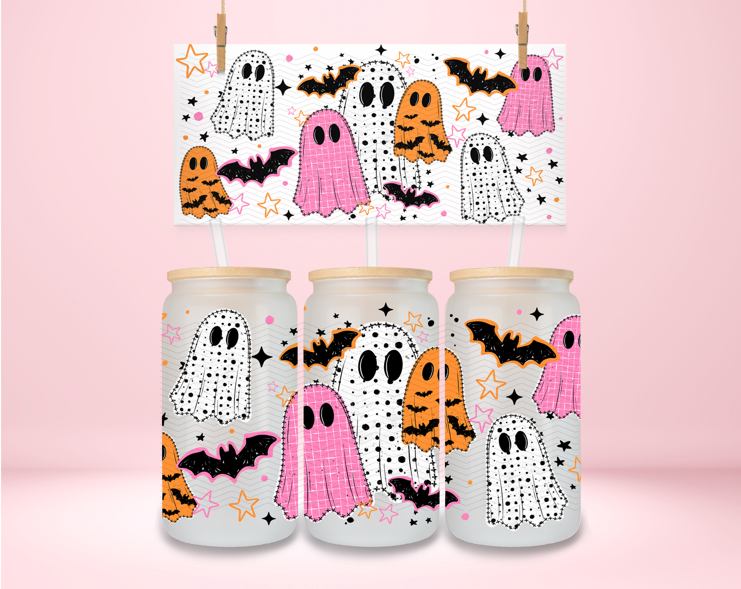 Pink & Orange Ghosties UVDTF Wrap