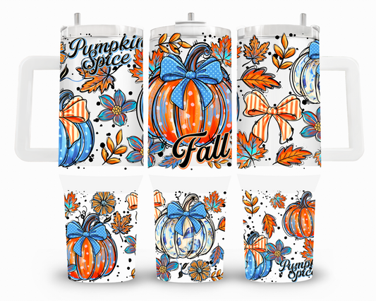 Pumpkin Spice Fall Blue and Orange 40oz UVDTF Wrap