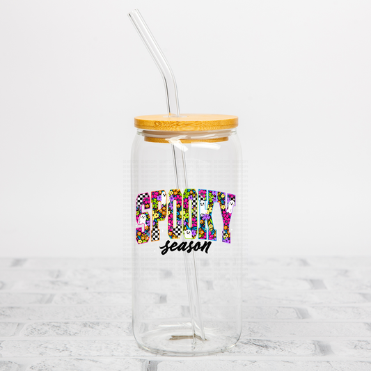 Spooky Colorful Floral Checkered UVDTF Decal