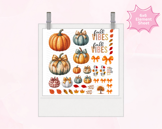 Fall Pumpkin 6x6 UVDTF Element Sheet