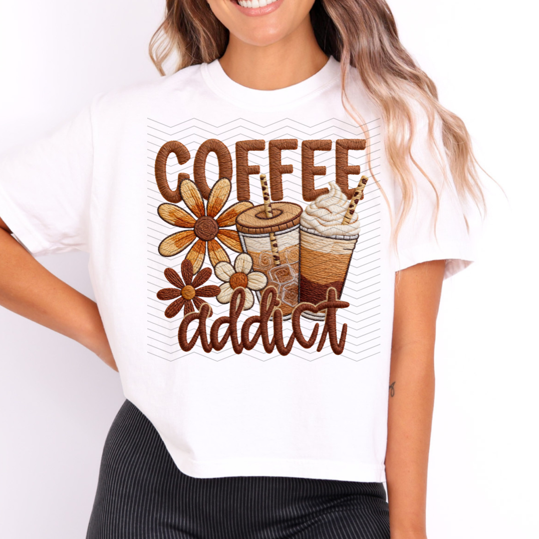 Faux Yarn Coffee Addict DTF