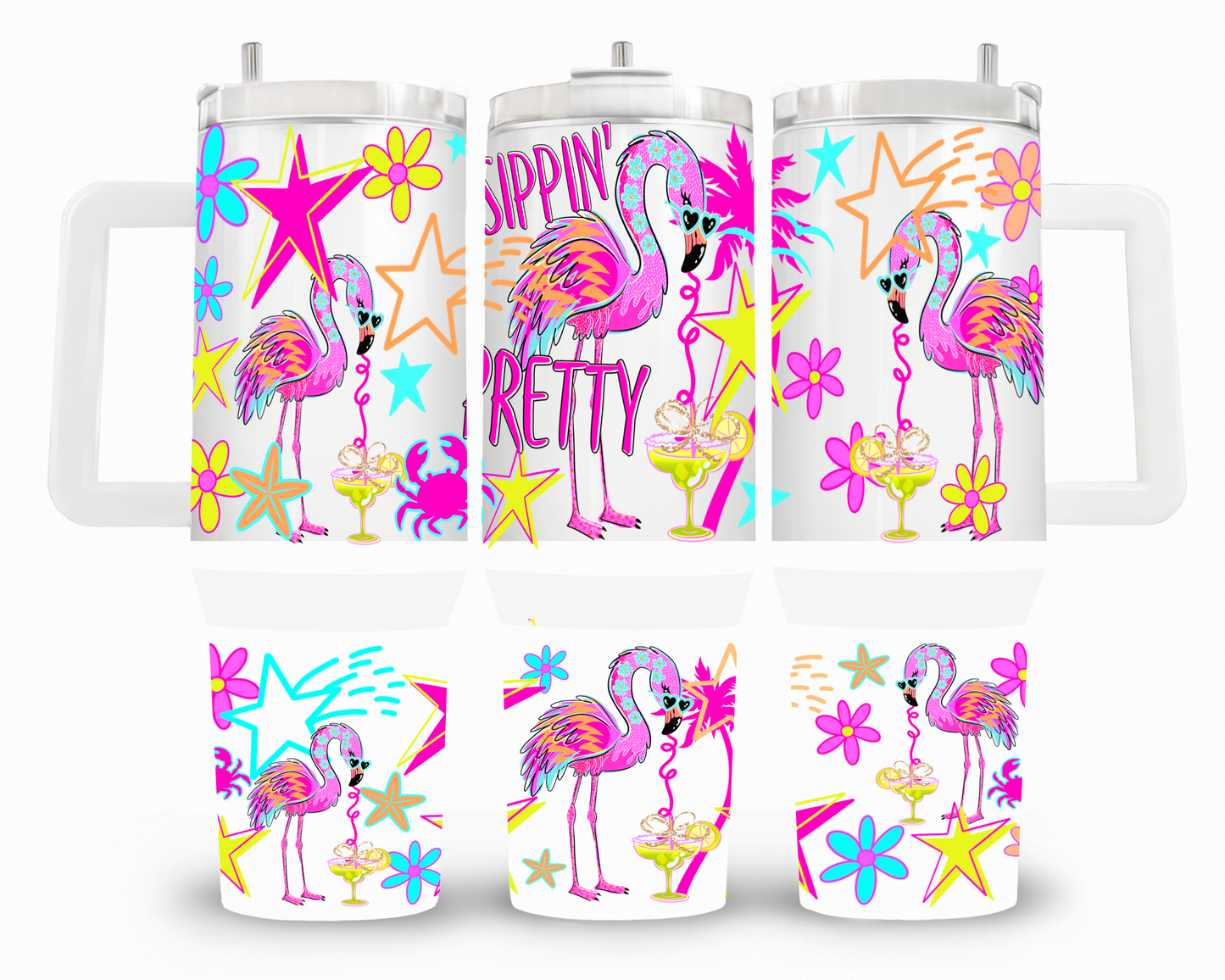 Sippin Pretty Flamingo 40oz UVDTF Wrap