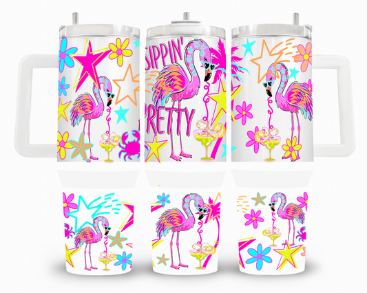 Sippin Pretty Flamingo 40oz UVDTF Wrap